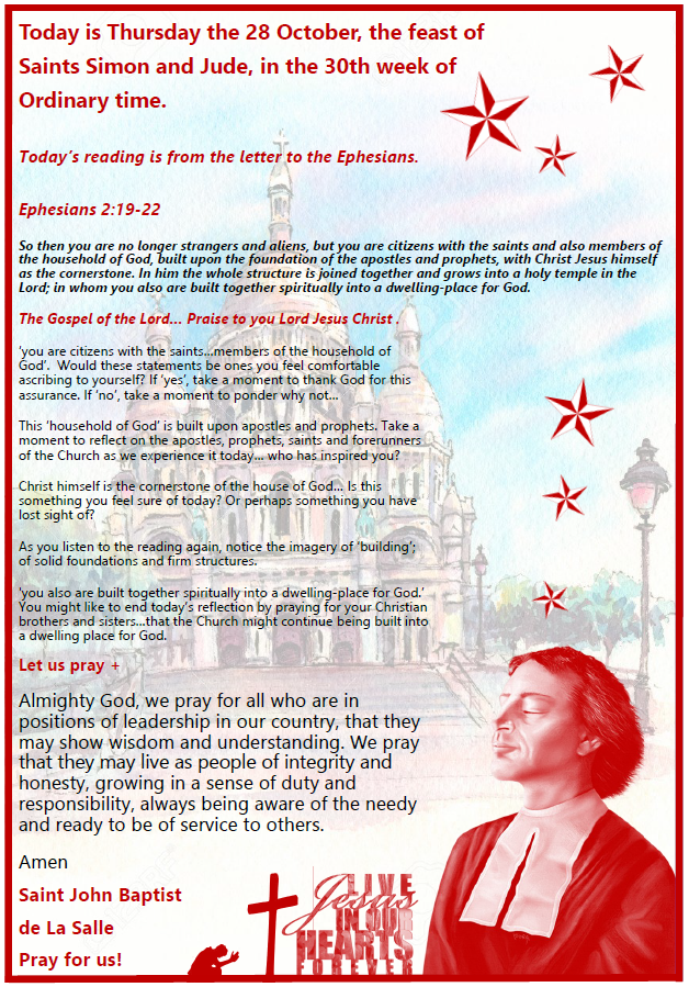 Daily Gospel Reading, a reflection and a prayer: THURSDAY 28/10/2021 Daily Gospel Reading, a reflection and a prayer: THURSDAY 28/10/2021